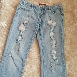 ZD Women's Jeans With Beaded Jeans